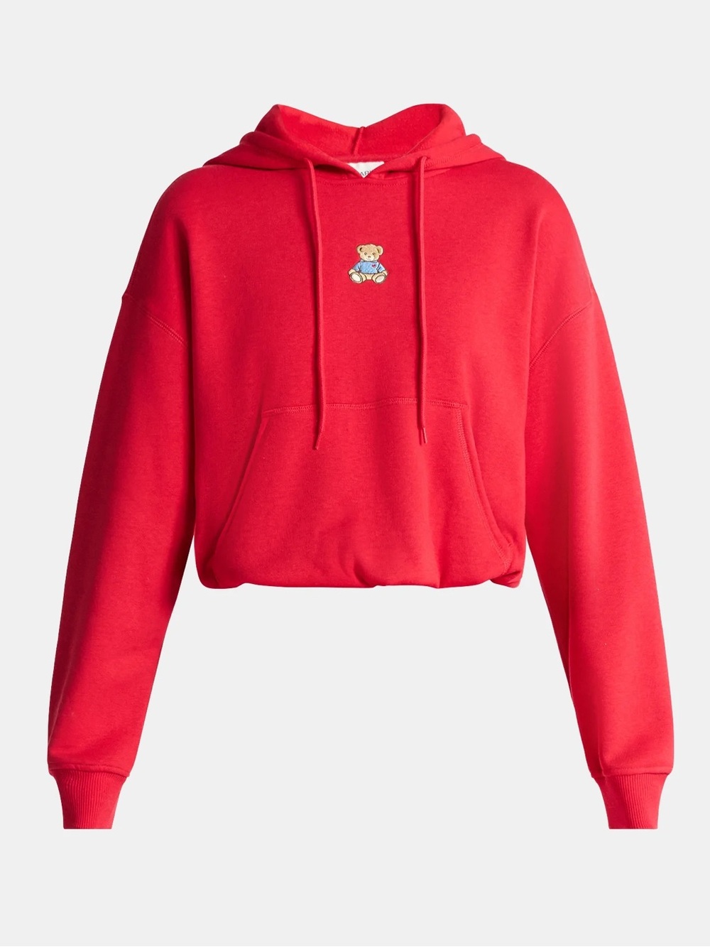 RED CROPPED TEDDY BEAR SWEATSHIRT